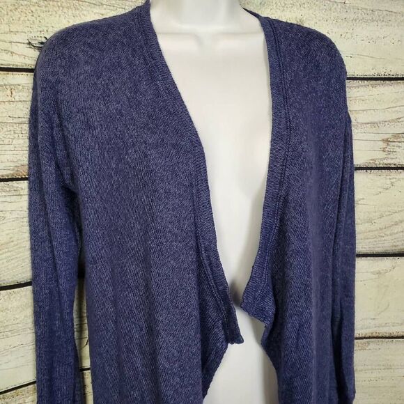 American Eagle S Navy Blue Lightweight Drape Cardigan Open Front Ribbed Knit USA - Picture 2 of 6